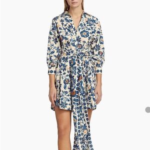 NWT Cara Cara Leighton Floral Poplin Shirtdress Azure Alexandria Floral